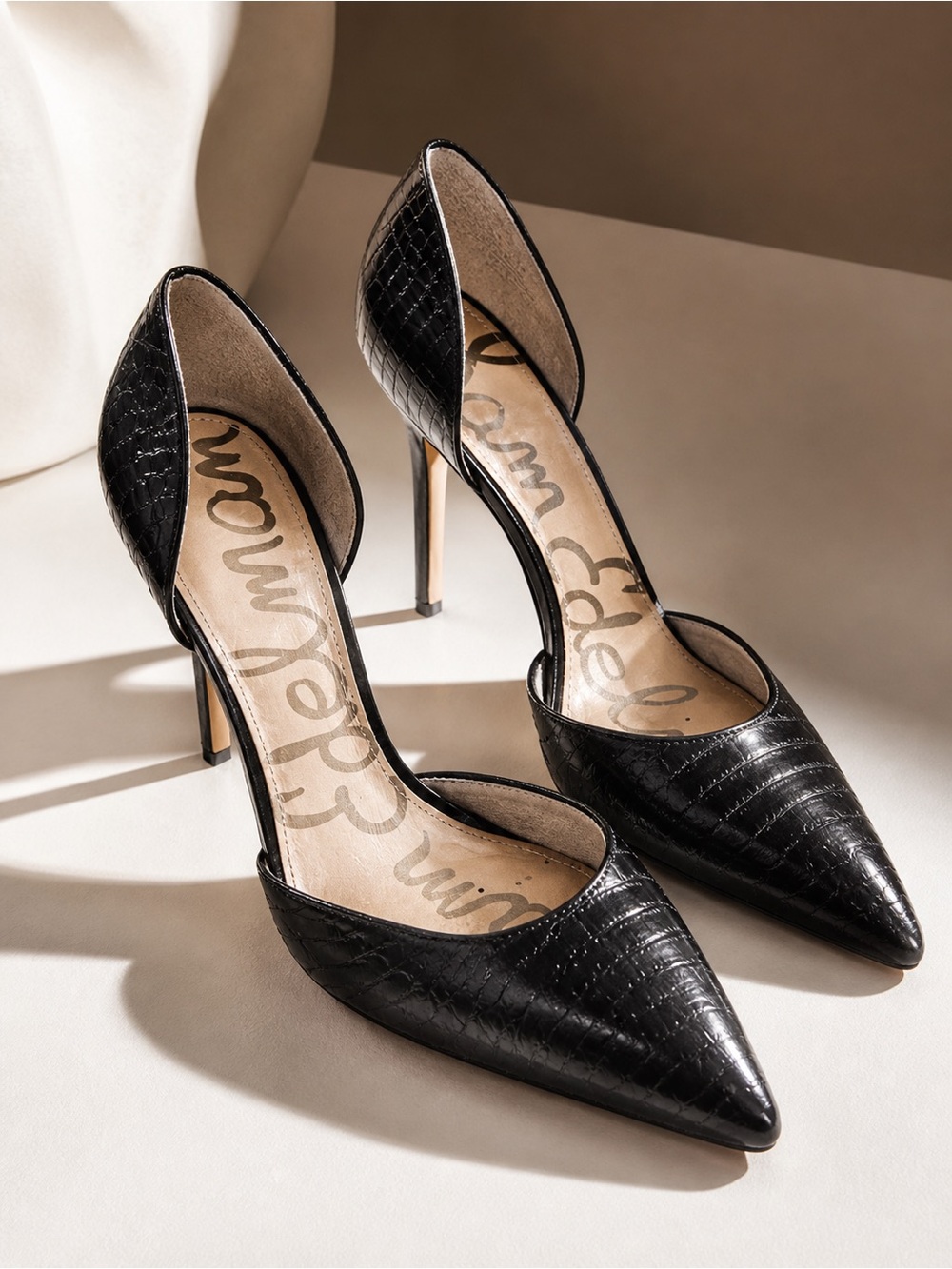 Sam Edelman Black Embossed Leather D’Orsay Pumps – Size 10M